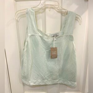 New with tags! Madewell Cropped Linen Blend Top, size 2, mint green